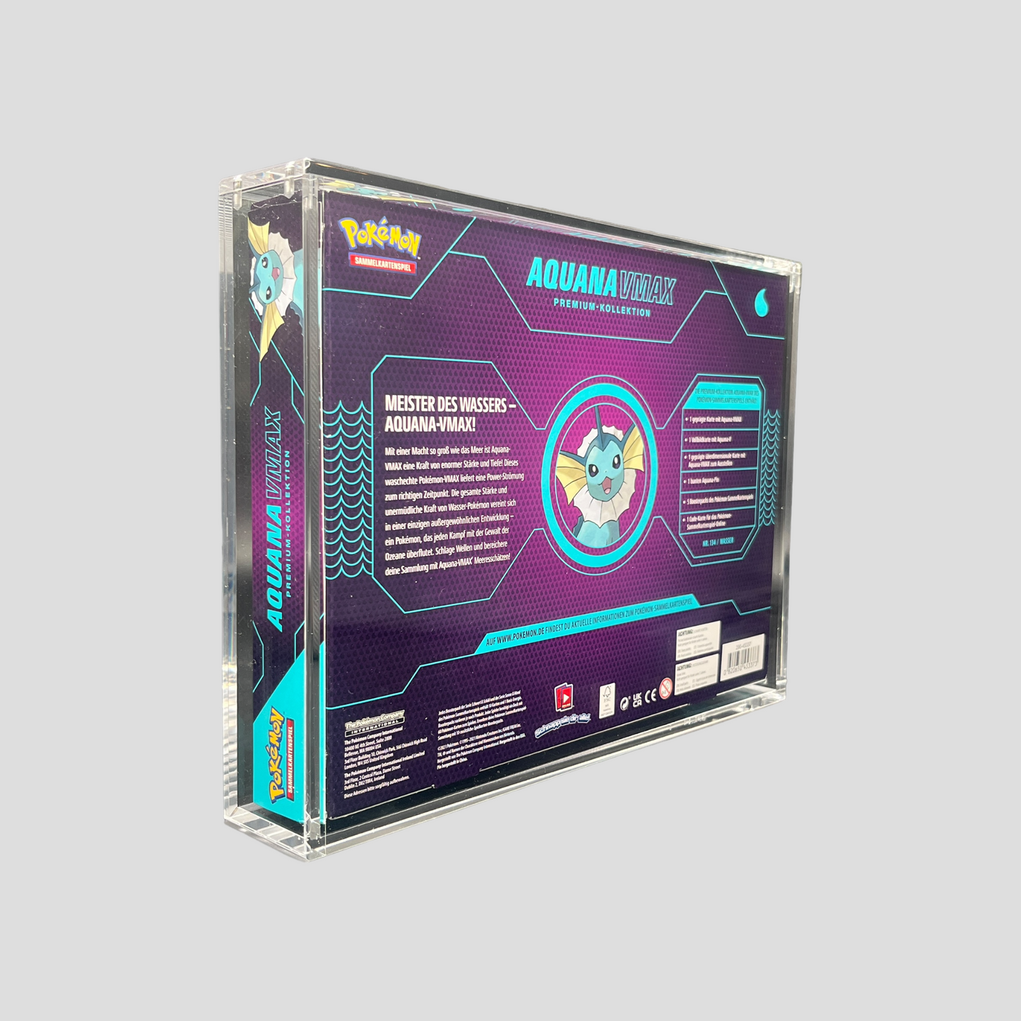 Premium Acryl Case für Pokémon VMAX Premium-Kollektion (Aquana / Flamara / Blitza) – Magnetverschluss & UV-Schutz